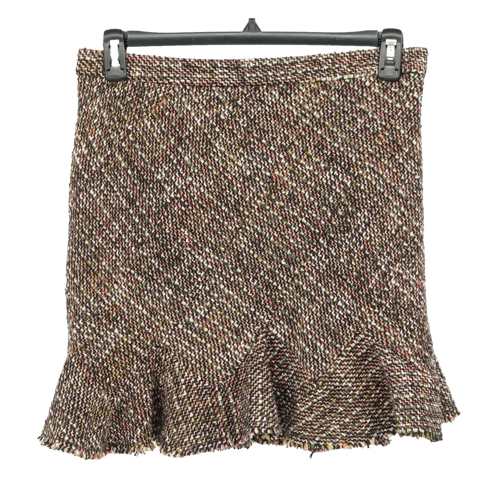 Theory Knit Skirt SZ 10 Wool Blend Tweed Preppy Academia Business Casual Career